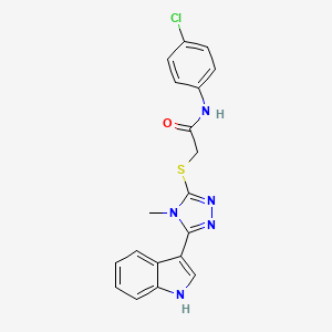 molecular formula C19H16ClN5OS B2464260 2-((5-(1H-indol-3-yl)-4-methyl-4H-1,2,4-triazol-3-yl)thio)-N-(4-chlorophenyl)acetamide CAS No. 852142-88-2