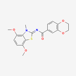 (Z)-N-(4,7-dimethoxy-3-methylbenzo[d]thiazol-2(3H)-ylidene)-2,3-dihydrobenzo[b][1,4]dioxine-6-carboxamide