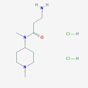 molecular formula C10H23Cl2N3O B2464284 3-Amino-N-methyl-N-(1-methylpiperidin-4-yl)propanamide;dihydrochloride CAS No. 2408969-14-0