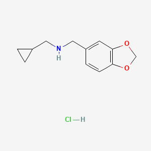 molecular formula C12H16ClNO2 B2464288 [(1,3-Dioxaindan-5-yl)methyl](cyclopropylmethyl)amine hydrochloride CAS No. 2172582-54-4