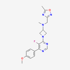 1-[5-Fluoro-6-(4-methoxyphenyl)pyrimidin-4-yl]-N-methyl-N-[(5-methyl-1,2,4-oxadiazol-3-yl)methyl]azetidin-3-amine