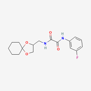 molecular formula C17H21FN2O4 B2464292 N1-(1,4-二氧杂螺[4.5]癸烷-2-基甲基)-N2-(3-氟苯基)草酰胺 CAS No. 899958-10-2