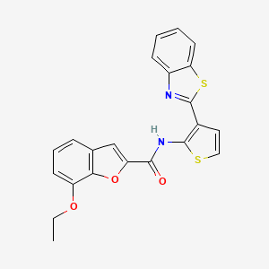 molecular formula C22H16N2O3S2 B2464298 N-[3-(1,3-benzothiazol-2-yl)thiophène-2-yl]-7-éthoxy-1-benzofuran-2-carboxamide CAS No. 921998-22-3