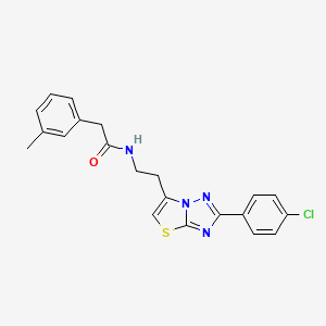 molecular formula C21H19ClN4OS B2464302 N-(2-(2-(4-chlorophenyl)thiazolo[3,2-b][1,2,4]triazol-6-yl)ethyl)-2-(m-tolyl)acetamide CAS No. 894035-68-8