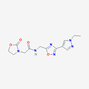 N-((3-(1-ethyl-1H-pyrazol-4-yl)-1,2,4-oxadiazol-5-yl)methyl)-2-(2-oxooxazolidin-3-yl)acetamide