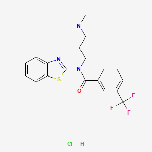 molecular formula C21H23ClF3N3OS B2464322 N-(3-(dimethylamino)propyl)-N-(4-methylbenzo[d]thiazol-2-yl)-3-(trifluoromethyl)benzamide hydrochloride CAS No. 1217083-21-0
