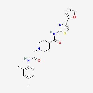 molecular formula C23H26N4O3S B2464328 1-(2-((2,4-dimethylphenyl)amino)-2-oxoethyl)-N-(4-(furan-2-yl)thiazol-2-yl)piperidine-4-carboxamide CAS No. 1203326-38-8
