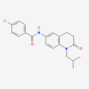 molecular formula C20H21ClN2O2 B2464335 4-クロロ-N-(1-イソブチル-2-オキソ-1,2,3,4-テトラヒドロキノリン-6-イル)ベンゾアミド CAS No. 941953-78-2