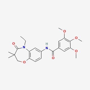 molecular formula C23H28N2O6 B2464358 N-(5-ethyl-3,3-dimethyl-4-oxo-2,3,4,5-tetrahydrobenzo[b][1,4]oxazepin-7-yl)-3,4,5-trimethoxybenzamide CAS No. 921543-19-3