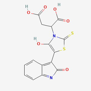 (Z)-2-(4-oxo-5-(2-oxoindolin-3-ylidene)-2-thioxothiazolidin-3-yl)succinic acid