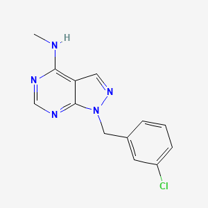 molecular formula C13H12ClN5 B2464374 1-[(3-氯苯基)甲基]-N-甲基-1H-吡唑并[3,4-d]嘧啶-4-胺 CAS No. 1410505-06-4