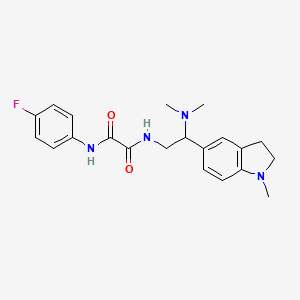 molecular formula C21H25FN4O2 B2464378 N1-(2-(dimethylamino)-2-(1-methylindolin-5-yl)ethyl)-N2-(4-fluorophenyl)oxalamide CAS No. 922035-66-3