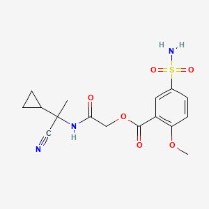 molecular formula C16H19N3O6S B2464389 [2-[(1-Cyano-1-cyclopropylethyl)amino]-2-oxoethyl] 2-methoxy-5-sulfamoylbenzoate CAS No. 878953-77-6