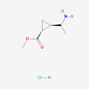 molecular formula C7H14ClNO2 B2464393 Methyl (1R,2R)-2-(1-aminoethyl)cyclopropane-1-carboxylate;hydrochloride CAS No. 2375254-69-4