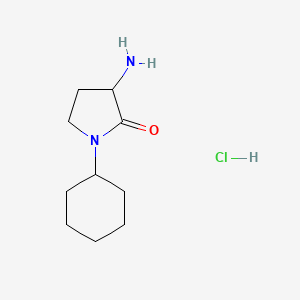 molecular formula C10H19ClN2O B2464400 3-Amino-1-cyclohexylpyrrolidin-2-one hydrochloride CAS No. 2031259-02-4