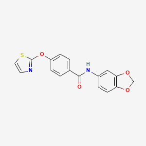 molecular formula C17H12N2O4S B2464407 N-(benzo[d][1,3]dioxol-5-yl)-4-(thiazol-2-yloxy)benzamide CAS No. 2034529-03-6