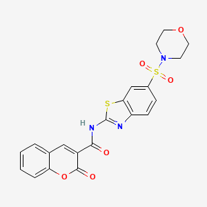 molecular formula C21H17N3O6S2 B2464409 N-(6-morpholin-4-ylsulfonyl-1,3-benzothiazol-2-yl)-2-oxochromene-3-carboxamide CAS No. 713093-40-4