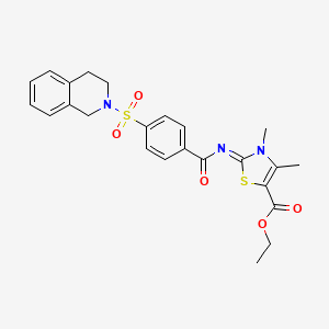 molecular formula C24H25N3O5S2 B2464416 乙基2-[4-(3,4-二氢-1H-异喹啉-2-磺酰基)苯甲酰]亚氨基-3,4-二甲基-1,3-噻唑-5-羧酸酯 CAS No. 327972-08-7