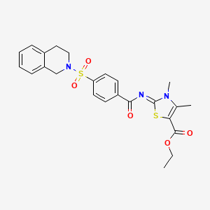 molecular formula C24H25N3O5S2 B2464416 ethyl (2Z)-3,4-dimethyl-2-{[4-(1,2,3,4-tetrahydroisoquinoline-2-sulfonyl)benzoyl]imino}-2,3-dihydro-1,3-thiazole-5-carboxylate CAS No. 327972-08-7