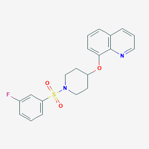 molecular formula C20H19FN2O3S B2464418 8-((1-((3-Fluorophenyl)sulfonyl)piperidin-4-yl)oxy)quinoline CAS No. 2034277-81-9
