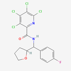 3,4,5,6-tetrachloro-N-[(4-fluorophenyl)(oxolan-2-yl)methyl]pyridine-2-carboxamide