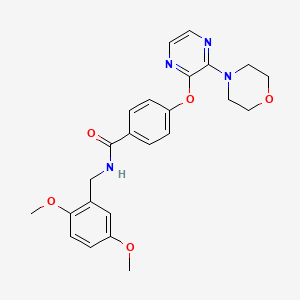 molecular formula C24H26N4O5 B2464422 N-[(2,5-DIMETHOXYPHENYL)METHYL]-4-{[3-(MORPHOLIN-4-YL)PYRAZIN-2-YL]OXY}BENZAMIDE CAS No. 1115876-82-8