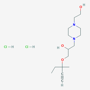 molecular formula C15H30Cl2N2O3 B2464424 1-(4-(2-Hydroxyethyl)piperazin-1-yl)-3-((3-methylpent-1-yn-3-yl)oxy)propan-2-ol dihydrochloride CAS No. 1189959-27-0