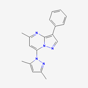 molecular formula C18H17N5 B2464427 7-(3,5-Dimethyl-1-pyrazolyl)-5-methyl-3-phenylpyrazolo[1,5-a]pyrimidine CAS No. 908230-38-6
