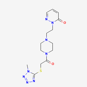 molecular formula C14H20N8O2S B2464430 2-(2-(4-(2-((1-甲基-1H-四唑-5-基)硫代)乙酰)哌嗪-1-基)乙基)嘧啶-3(2H)-酮 CAS No. 1421495-21-7