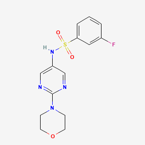 molecular formula C14H15FN4O3S B2464450 3-氟-N-(2-吗啉代嘧啶-5-基)苯磺酰胺 CAS No. 1396889-54-5