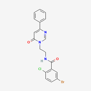 molecular formula C19H15BrClN3O2 B2464452 5-bromo-2-chloro-N-(2-(6-oxo-4-phenylpyrimidin-1(6H)-yl)ethyl)benzamide CAS No. 1334369-10-6