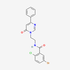 molecular formula C19H15BrClN3O2 B2464452 5-溴-2-氯-N-(2-(6-氧代-4-苯基嘧啶-1(6H)-基)乙基)苯甲酰胺 CAS No. 1334369-10-6