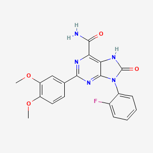 molecular formula C20H16FN5O4 B2464455 2-(3,4-dimethoxyphenyl)-9-(2-fluorophenyl)-8-oxo-7H-purine-6-carboxamide CAS No. 904267-94-3