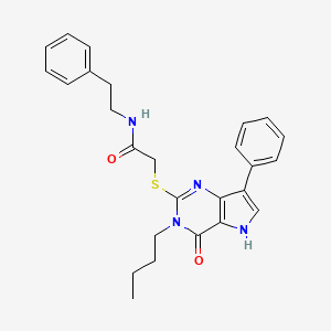 molecular formula C26H28N4O2S B2464457 2-((3-butyl-4-oxo-7-phenyl-4,5-dihydro-3H-pyrrolo[3,2-d]pyrimidin-2-yl)thio)-N-phenethylacetamide CAS No. 2034222-41-6
