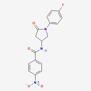 molecular formula C17H14FN3O4 B2464468 N-(1-(4-fluorophenyl)-5-oxopyrrolidin-3-yl)-4-nitrobenzamide CAS No. 896295-18-4