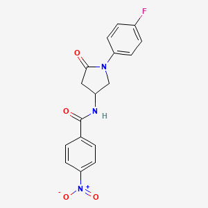 molecular formula C17H14FN3O4 B2464468 N-[1-(4-fluorophenyl)-5-oxopyrrolidin-3-yl]-4-nitrobenzamide CAS No. 896295-18-4