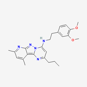 N-[2-(3,4-dimethoxyphenyl)ethyl]-11,13-dimethyl-4-propyl-3,7,8,10-tetrazatricyclo[7.4.0.02,7]trideca-1,3,5,8,10,12-hexaen-6-amine