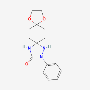 molecular formula C15H19N3O3 B2464483 2-Phenyl-9,12-dioxa-1,2,4-triazadispiro(4.2.4.2)tetradecan-3-one CAS No. 338773-04-9