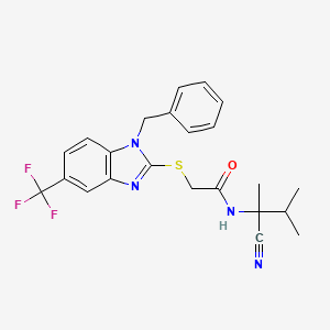 molecular formula C23H23F3N4OS B2464486 2-[1-benzyl-5-(trifluoromethyl)benzimidazol-2-yl]sulfanyl-N-(2-cyano-3-methylbutan-2-yl)acetamide CAS No. 786717-57-5