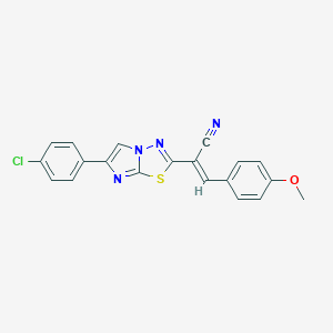 molecular formula C20H13ClN4OS B246449 2-[6-(4-Chlorophenyl)imidazo[2,1-b][1,3,4]thiadiazol-2-yl]-3-(4-methoxyphenyl)acrylonitrile 