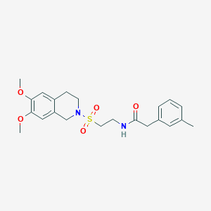 molecular formula C22H28N2O5S B2464497 N-(2-((6,7-dimethoxy-3,4-dihydroisoquinolin-2(1H)-yl)sulfonyl)ethyl)-2-(m-tolyl)acetamide CAS No. 922014-97-9