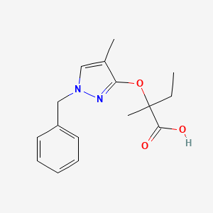 molecular formula C16H20N2O3 B2464501 2-[(1-benzyl-4-methyl-1H-pyrazol-3-yl)oxy]-2-methylbutanoic acid CAS No. 109232-39-5