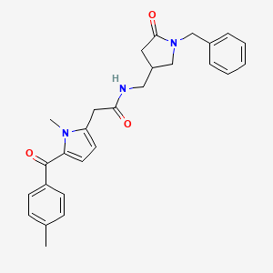 N-[(1-Benzyl-5-oxopyrrolidin-3-yl)methyl]-2-[1-methyl-5-(4-methylbenzoyl)pyrrol-2-yl]acetamide