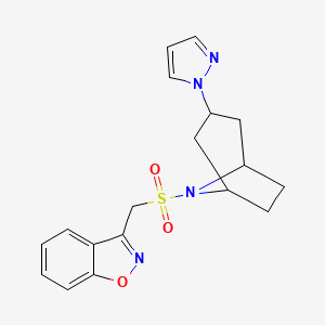 3-[(3-Pyrazol-1-yl-8-azabicyclo[3.2.1]octan-8-yl)sulfonylmethyl]-1,2-benzoxazole