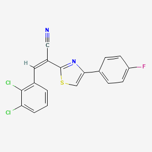 molecular formula C18H9Cl2FN2S B2464534 (Z)-3-(2,3-dichlorophenyl)-2-(4-(4-fluorophenyl)thiazol-2-yl)acrylonitrile CAS No. 476672-90-9