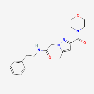 molecular formula C19H24N4O3 B2464535 2-(5-methyl-3-(morpholine-4-carbonyl)-1H-pyrazol-1-yl)-N-phenethylacetamide CAS No. 1170243-72-7