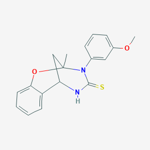 molecular formula C18H18N2O2S B2464536 3-(3-methoxyphenyl)-2-methyl-5,6-dihydro-2H-2,6-methanobenzo[g][1,3,5]oxadiazocine-4(3H)-thione CAS No. 946370-81-6