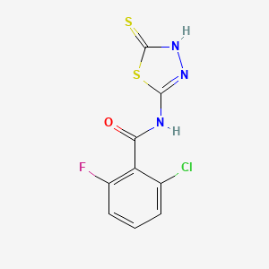 molecular formula C9H5ClFN3OS2 B2464544 2-chloro-6-fluoro-N-(5-mercapto-1,3,4-thiadiazol-2-yl)benzamide CAS No. 391864-09-8