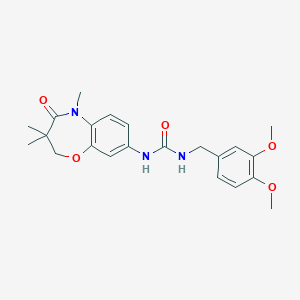 molecular formula C22H27N3O5 B2464549 1-(3,4-二甲氧基苄基)-3-(3,3,5-三甲基-4-氧代-2,3,4,5-四氢苯并[b][1,4]恶二嗪-8-基)脲 CAS No. 1170557-38-6