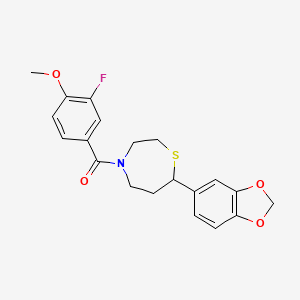 (7-(Benzo[d][1,3]dioxol-5-yl)-1,4-thiazepan-4-yl)(3-fluoro-4-methoxyphenyl)methanone